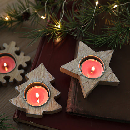 Nordic Wooden Christmas Candlestick Ornaments