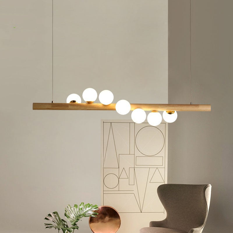 Modern Minimalist Wooden Chandelier | Adjustable Height | LED Lighting | Home Decor | Living Room | Dining Room