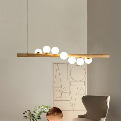 Modern Minimalist Wooden Chandelier | Adjustable Height | LED Lighting | Home Decor | Living Room | Dining Room