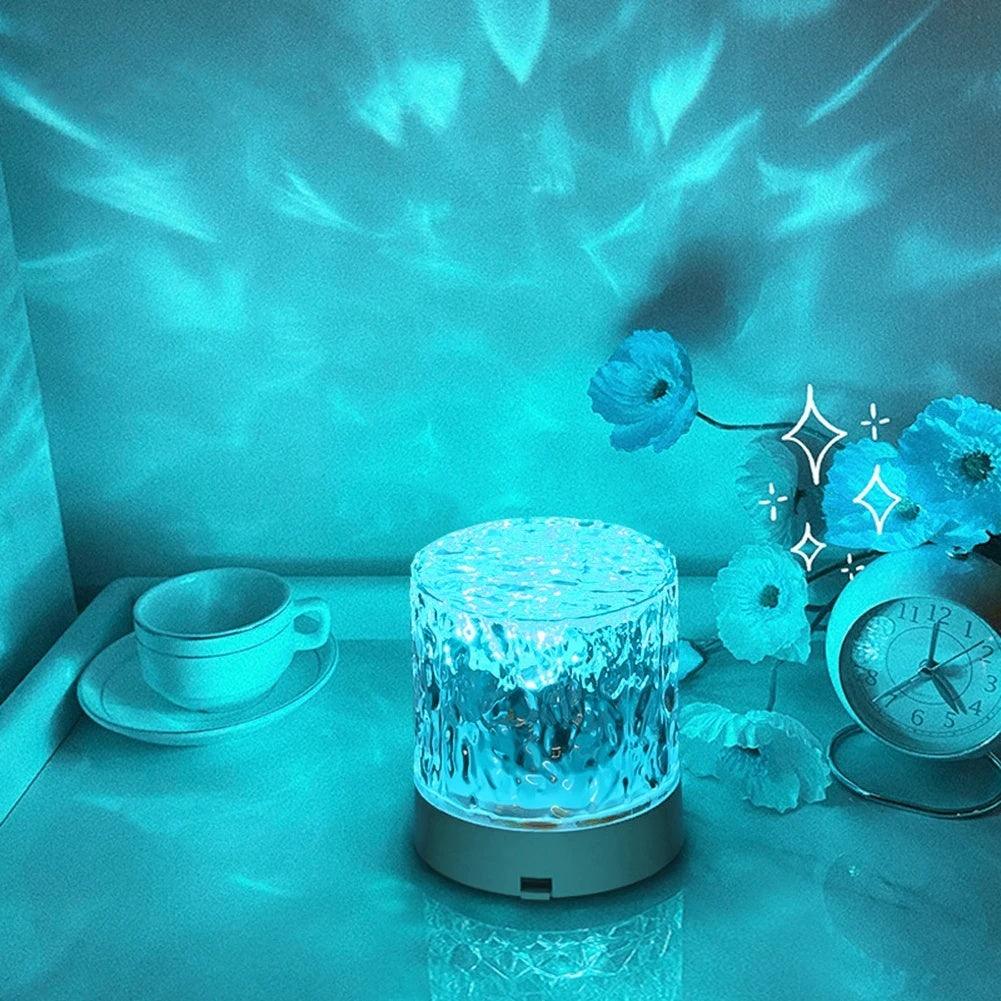 Crystal Lamp Water Ripple Projector Night Light with Remote Control - OptiChoice