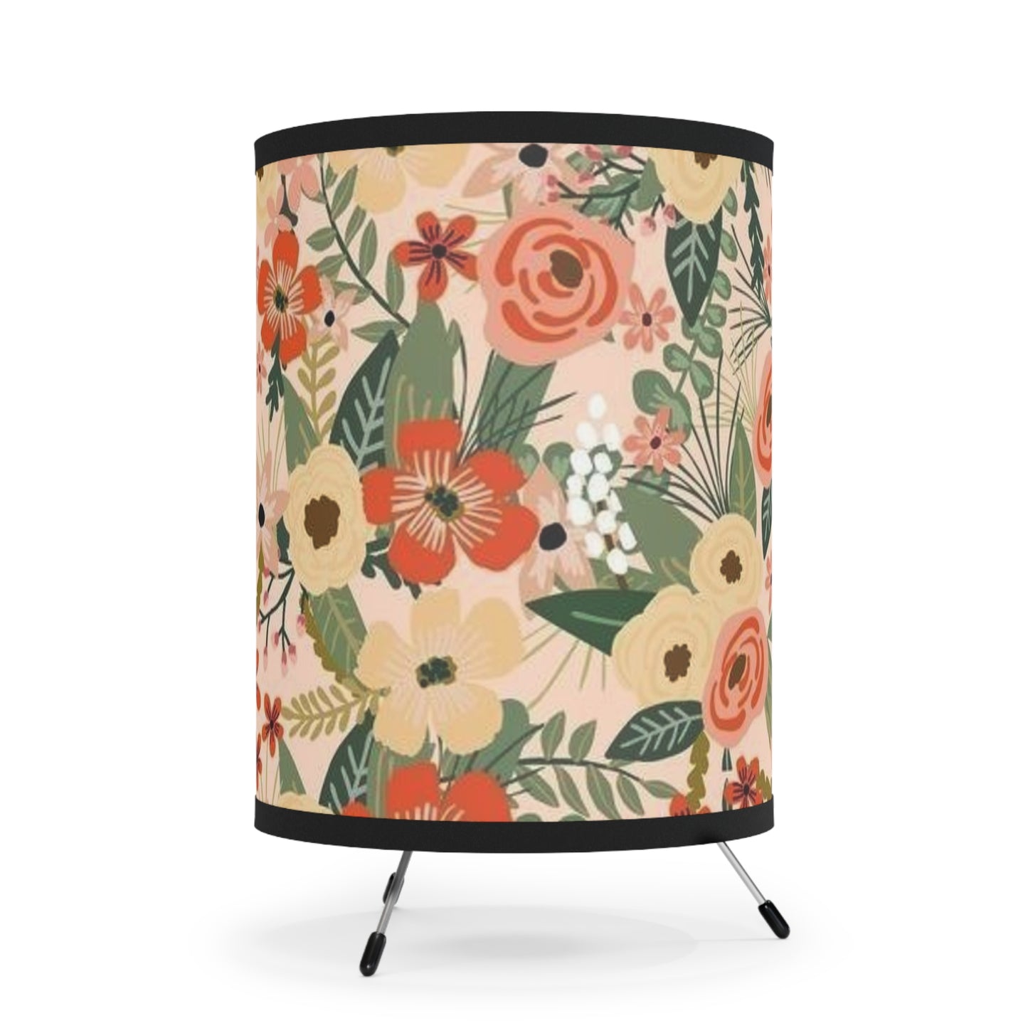 Tripod Lamp with High-Res Printed Shade, US\CA plug   with the design of paper flowers