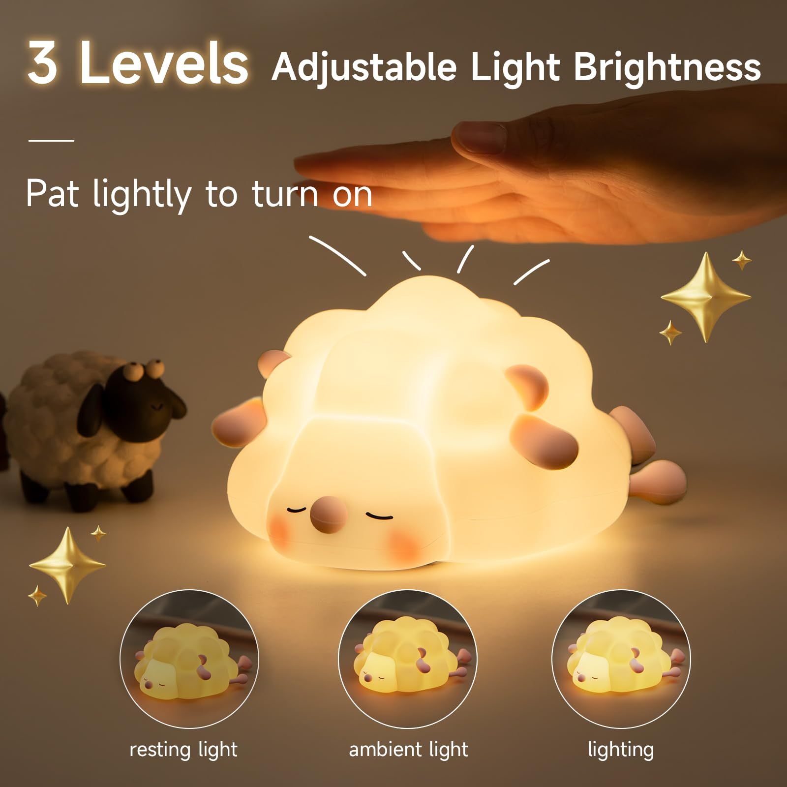 Sheep Night Light | Soft Silicone | Adjustable Brightness | 30-Minute Timer | Children's Room Decor