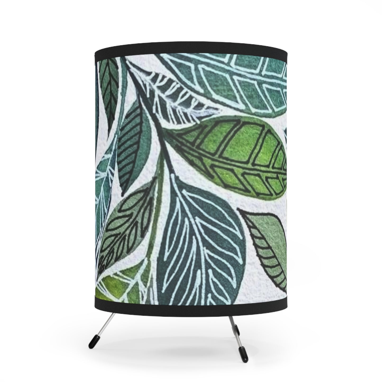 Tripod Lamp with High-Res Printed Shade, US\CA plug Pillow Eucalyptus leaf