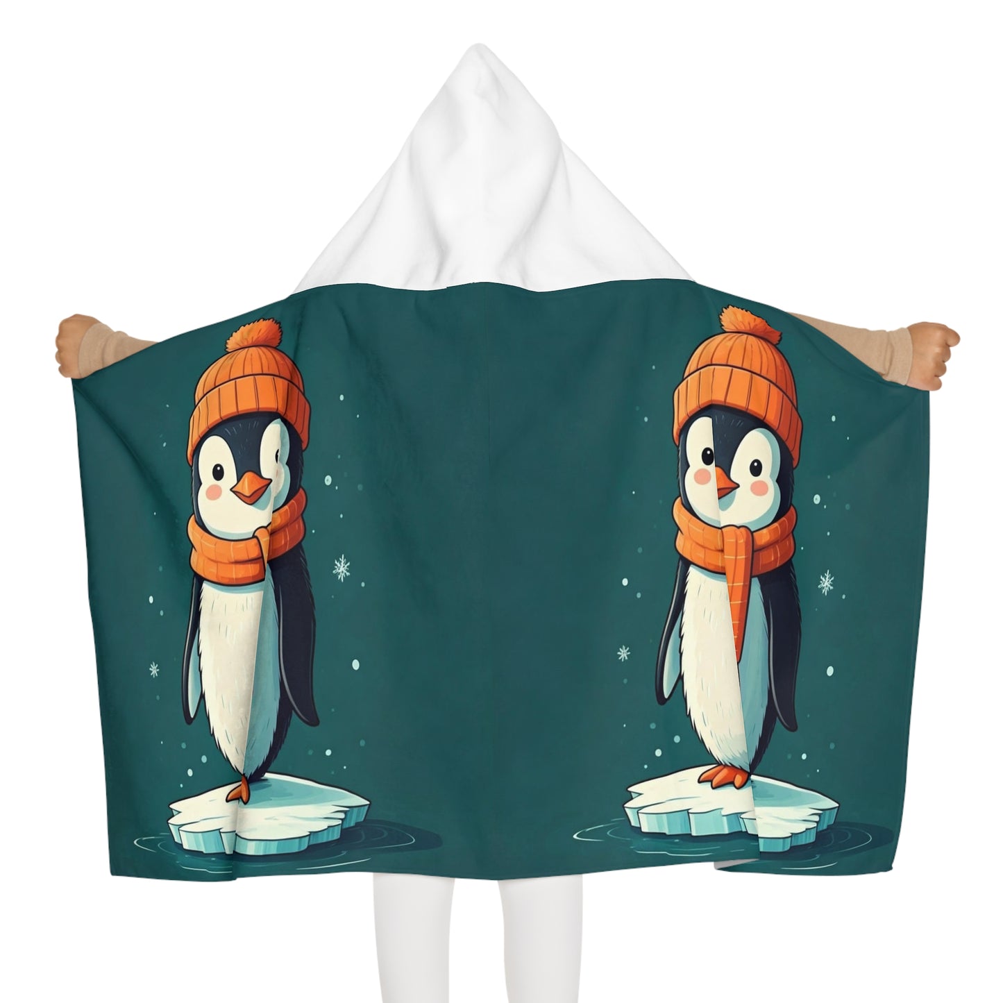 Youth Hooded Towel penguin design