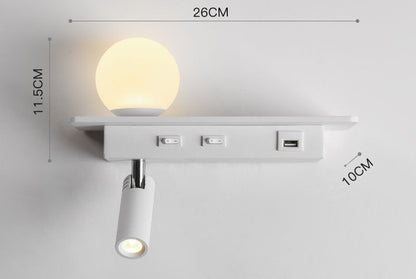 Bedside Lamp With USB Port Shelf