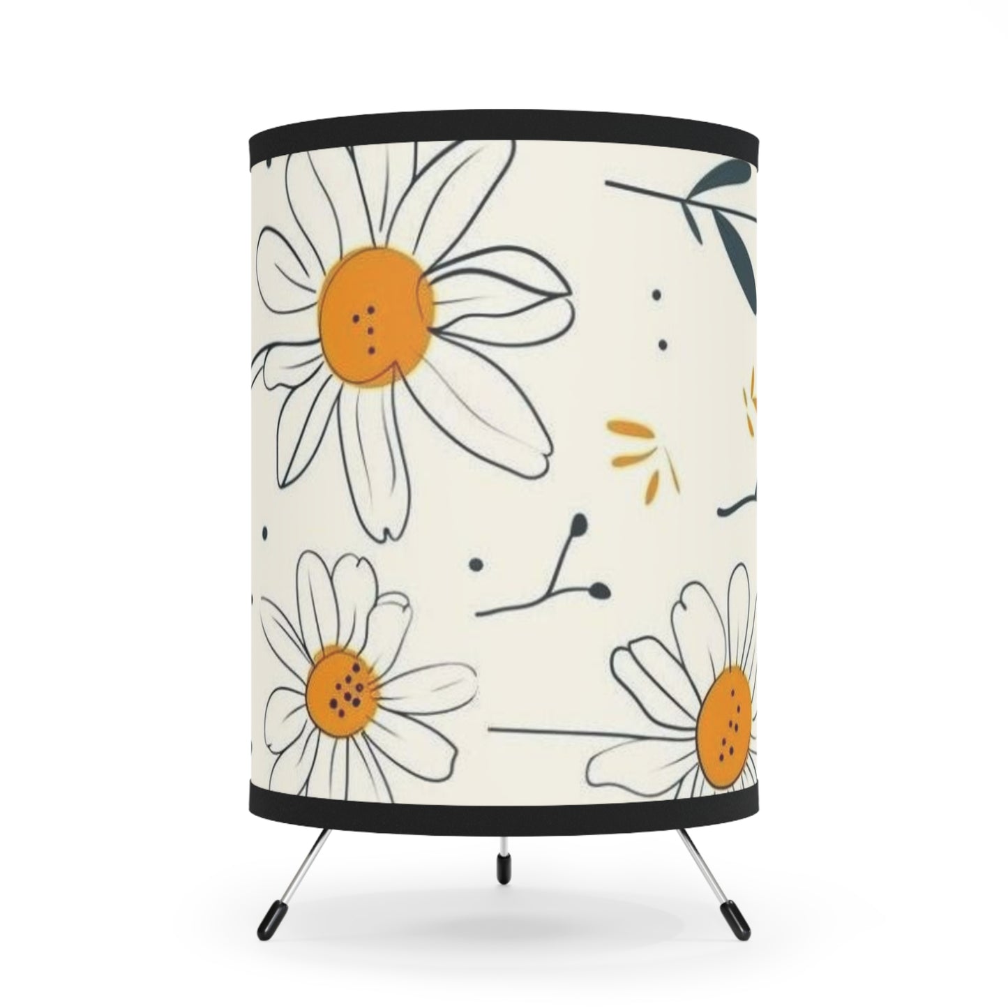 Tripod Lamp with High-Res Printed Shade, US\CA plug   with the design of chamomile flowers