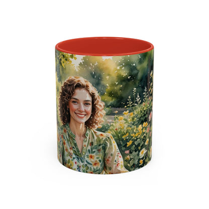 Mug with a beautiful woman in paradise design