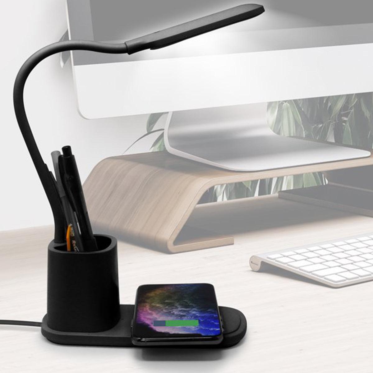 Multifunctional Mobile Phone Wireless Charging & Pen Holder LED Table Lamp â€“ Modern Minimalist Design - OptiChoice