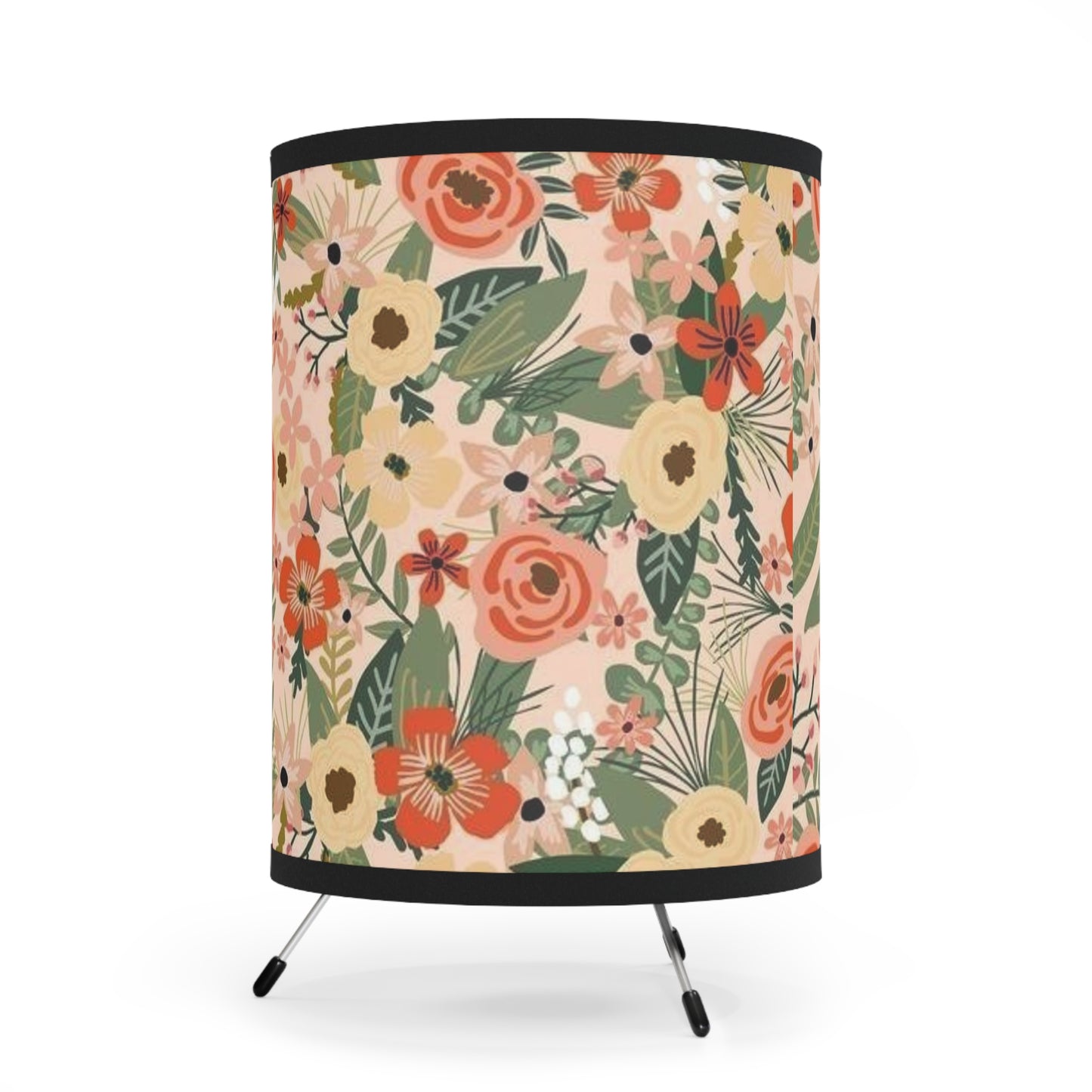 Tripod Lamp with High-Res Printed Shade, US\CA plug   with the design of paper flowers