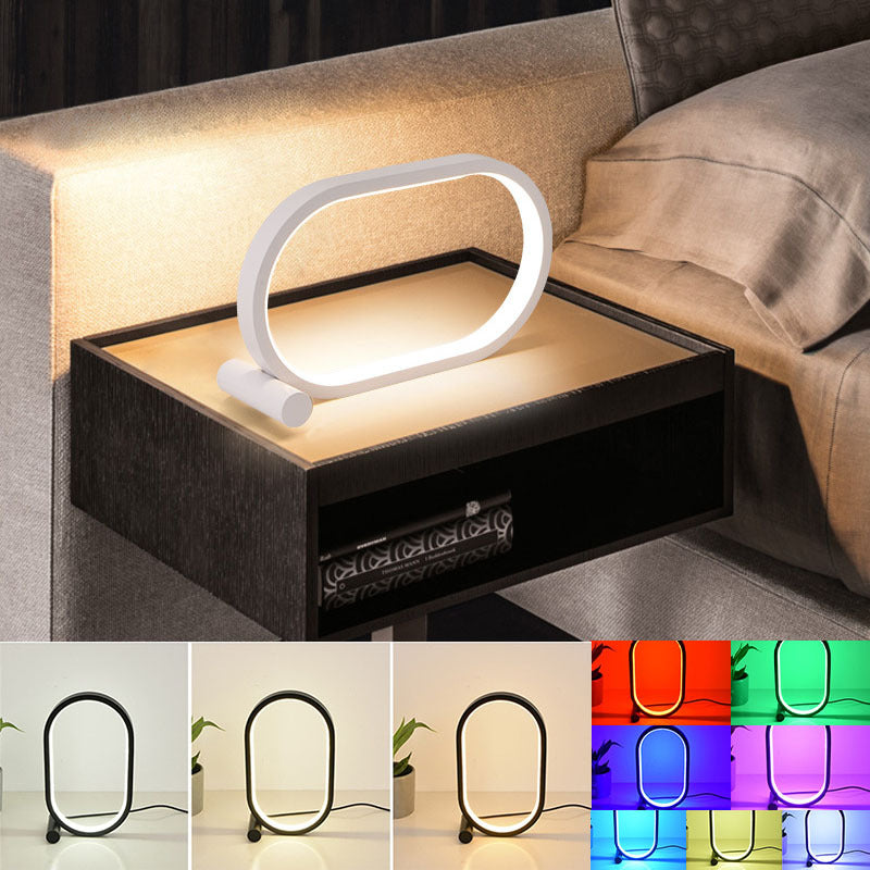 Modern USB Plug-In Oval Acrylic Lamp â€“ Touch Control, Dimmable Bedside and Desk LED Lamp