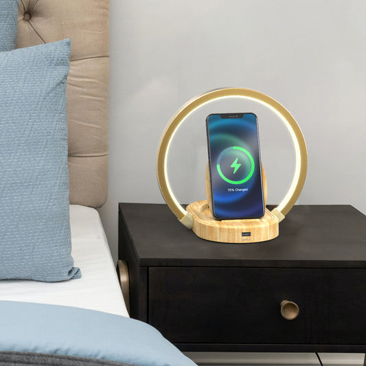 Night Lights Lamp with Bluetooth Speaker, Wireless Charger, and USB Port â€“ Dynamic Color Table Light