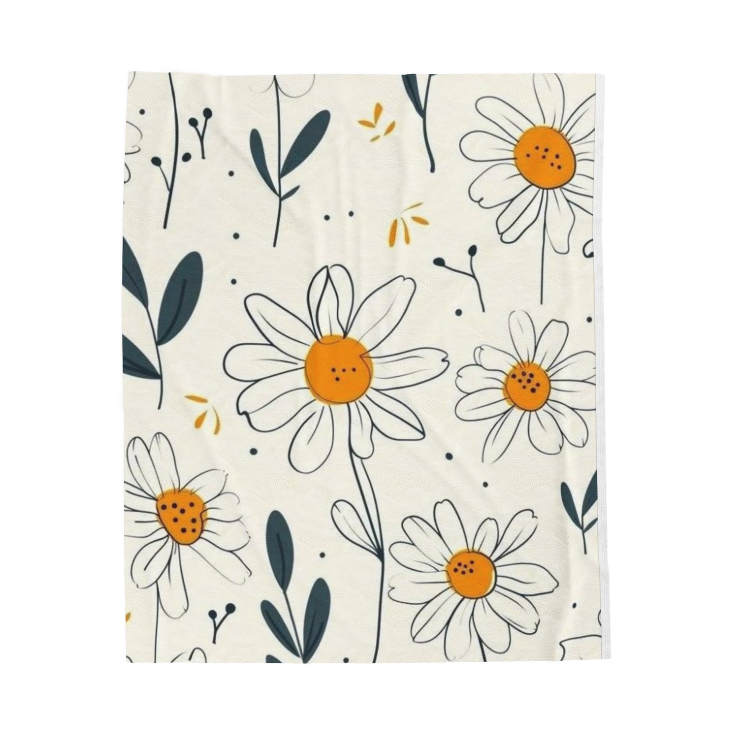 Velveteen Plush Blanket with the design of chamomile flowers