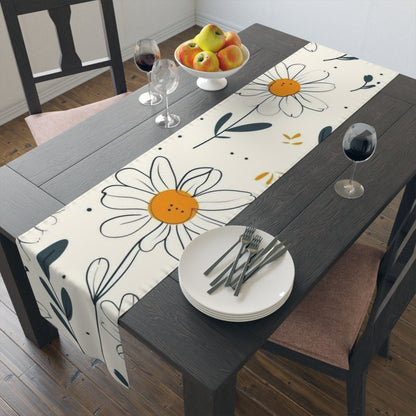 Table Runner with the design of chamomile flowers