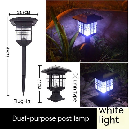 Solar powered lamp in the courtyard garden of Xiaogong