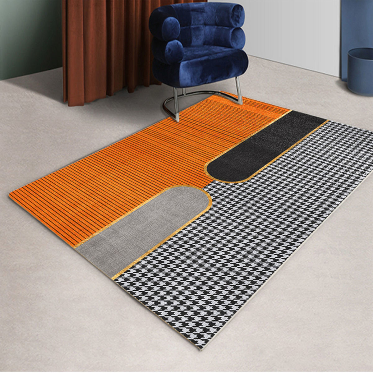 Nordic Modern Light Luxury Orange Malaysian Carpet