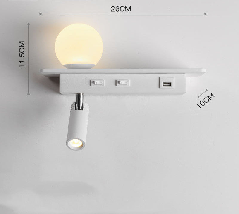 Bedside Lamp With USB Port Shelf