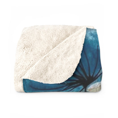 Sherpa Fleece Blanket with with orchid flower design