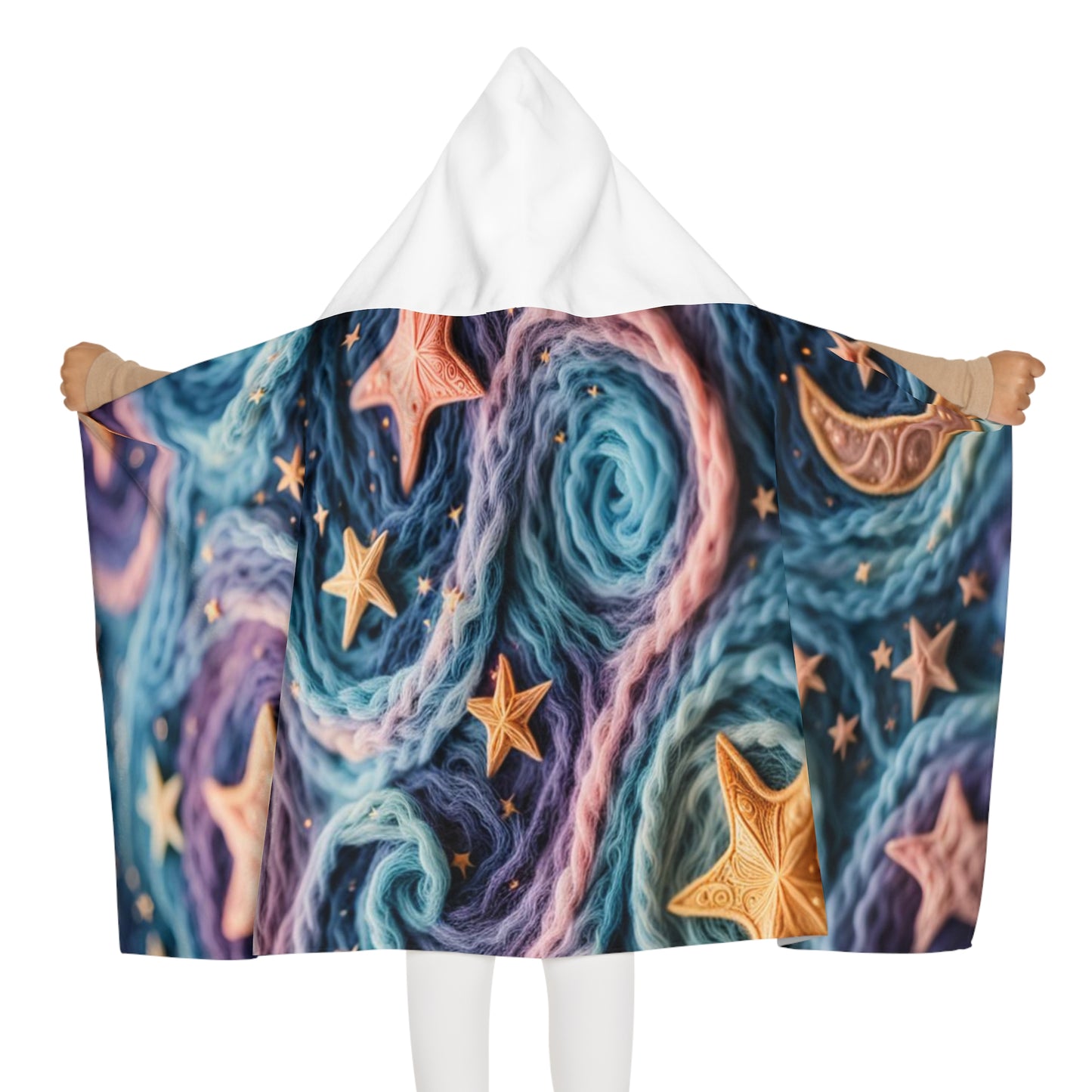 Youth Hooded Towel with moon and star design