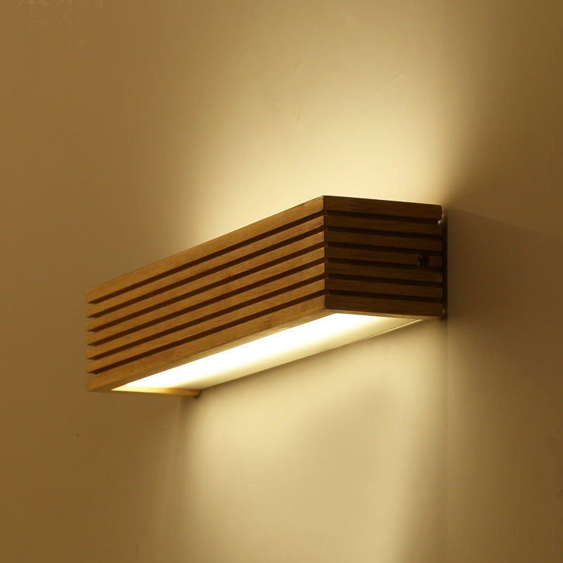 Nordic Creative Wall Lamp â€“ Modern Bedside Bedroom Lighting with LED and Wooden Shade