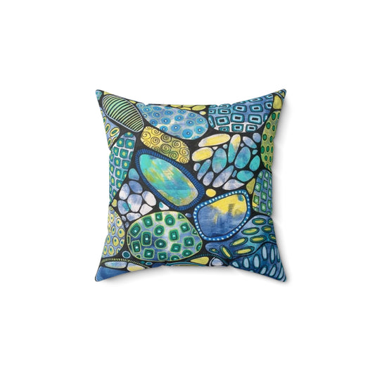 Spun Polyester Square Pillow with Marble painting