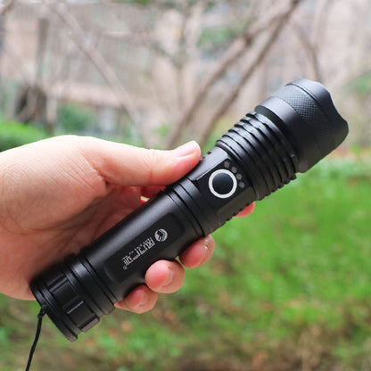 Bright Long-Range Zoom Flashlight with Rechargeable Battery Display