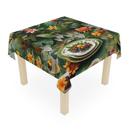 Tablecloth with  design a picnic in the bird garden