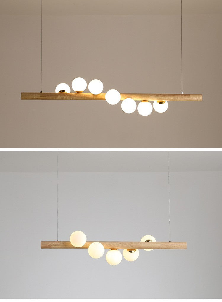 Modern Minimalist Wooden Chandelier | Adjustable Height | LED Lighting | Home Decor | Living Room | Dining Room