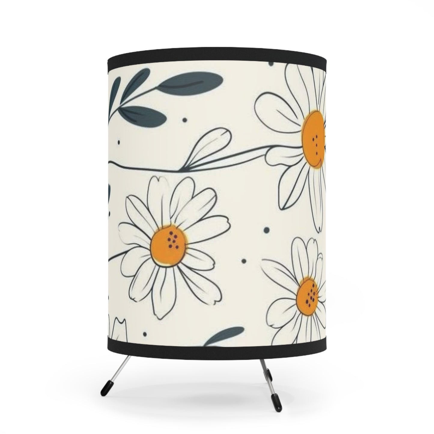 Tripod Lamp with High-Res Printed Shade, US\CA plug   with the design of chamomile flowers