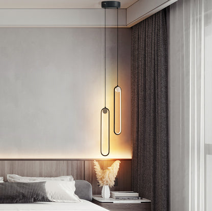 Nordic Minimalist Oval Chandelier | Bedroom Lighting | LED | Modern Design | Adjustable Light