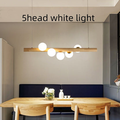 Modern Minimalist Wooden Chandelier | Adjustable Height | LED Lighting | Home Decor | Living Room | Dining Room