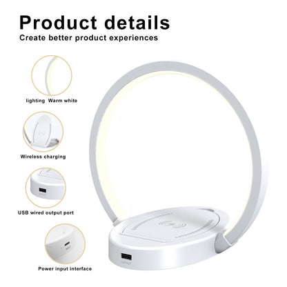 Night Lights Lamp with Bluetooth Speaker, Wireless Charger, and USB Port â€“ Dynamic Color Table Light