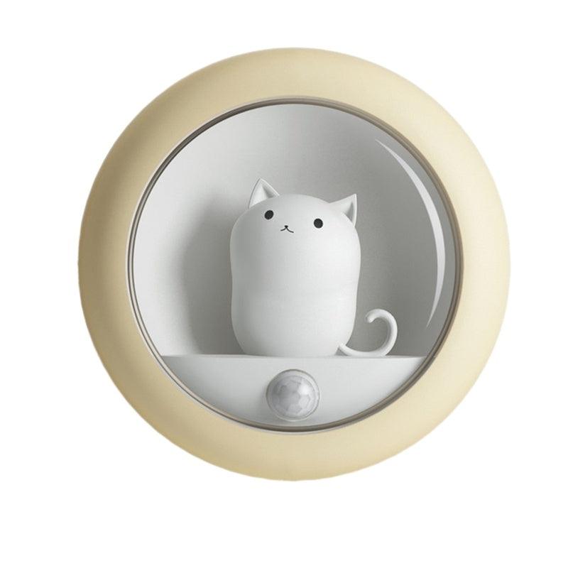 Body Induction Cat Night Light with Motion Sensor & Magnetic Installation