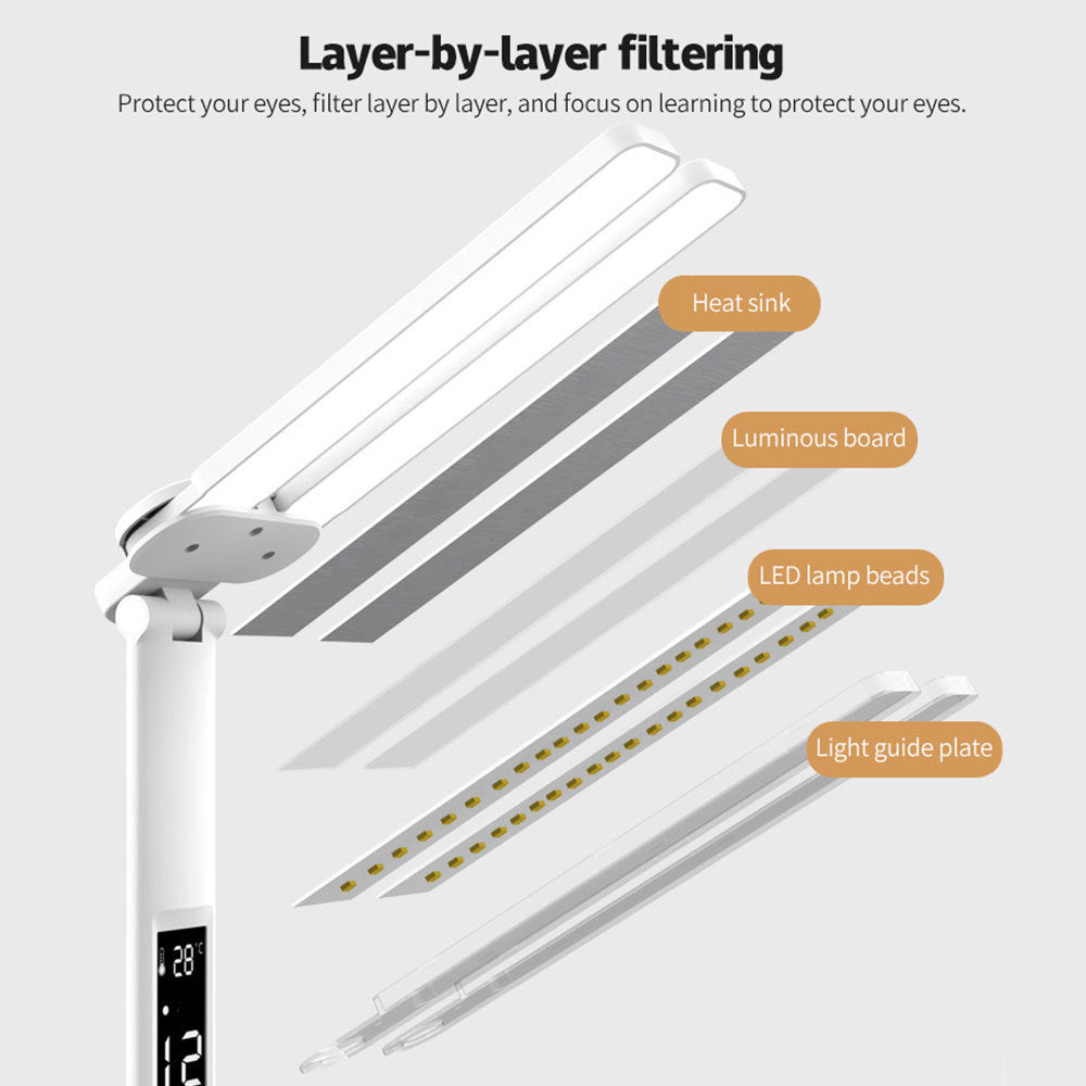 LED Desk Lamp with Calendar, USB Charging, Touch Control, and Pen Holder - OptiChoice