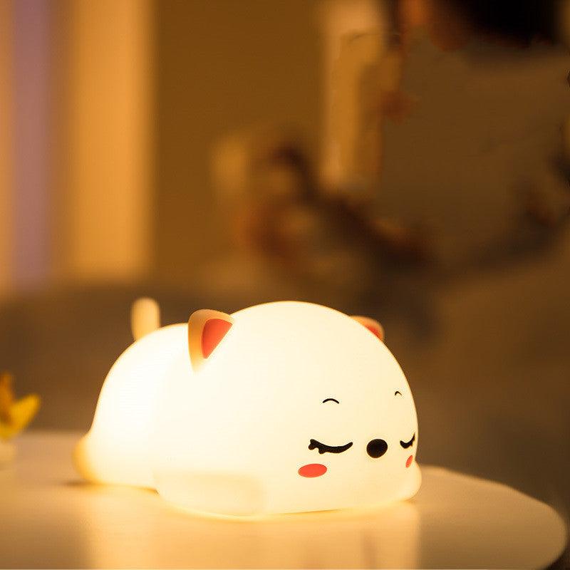 Kid's Bedside Kitten Night Light â€“ Soft Silicone Light for Kids' Rooms & More