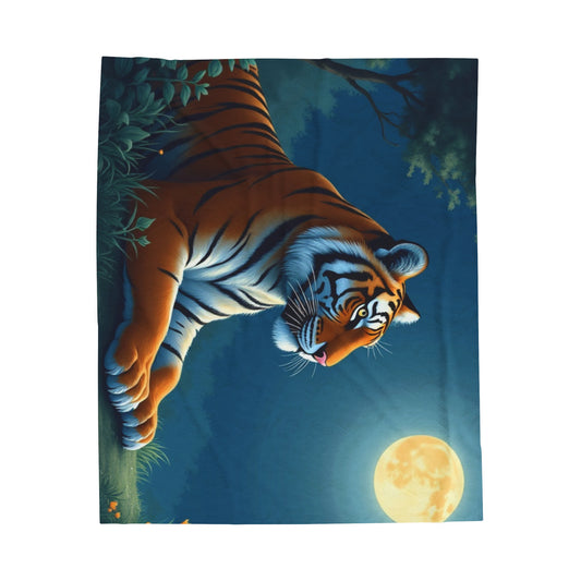 Velveteen Plush Blanket moon&tiger