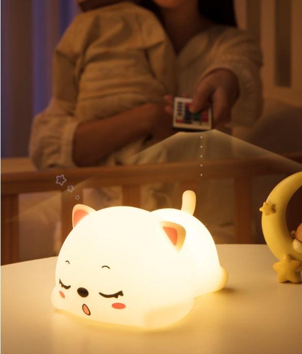 Kid's Bedside Kitten Night Light â€“ Soft Silicone Light for Kids' Rooms & More