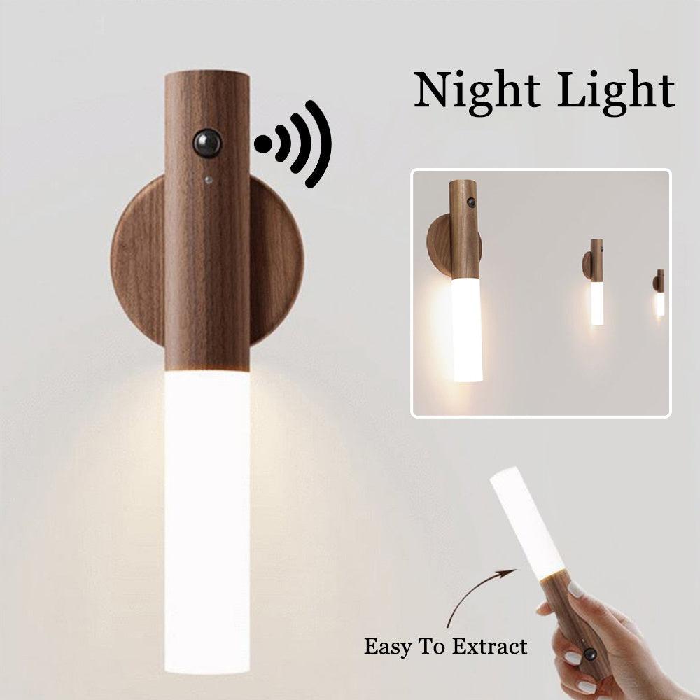 Auto Motion Sensor USB Magnetic Wireless Wood  LED Night Light - OptiChoice