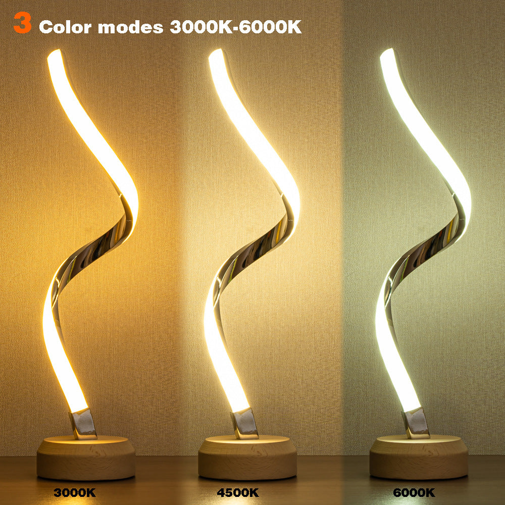 Modern Minimalist Spiral Table Lamp | LED | Touch Control | Dimmable | Eye-Friendly