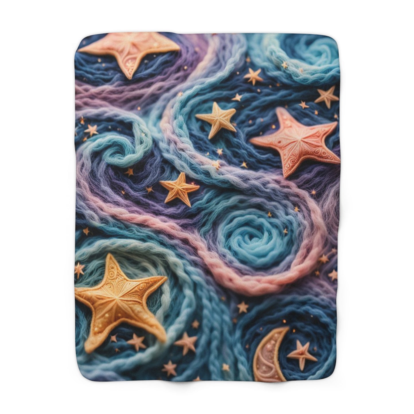 Sherpa Fleece Blanket with moon and star design