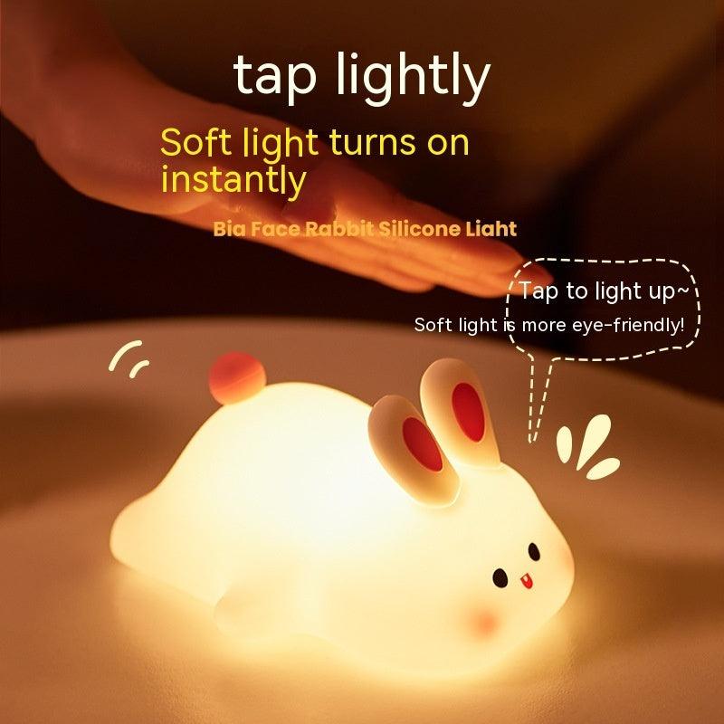 Big Face Rabbit Silicone LED Night Light â€“ Soft, Dimmable