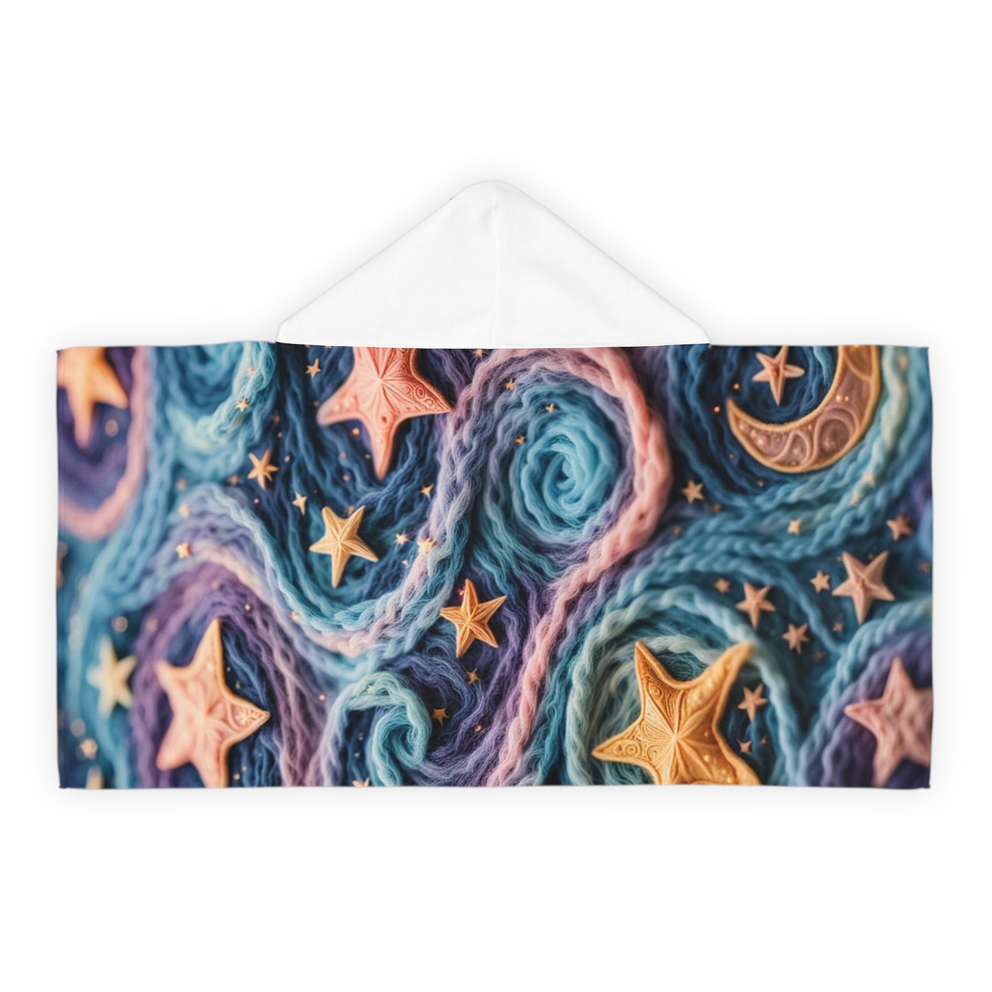 Youth Hooded Towel with moon and star design