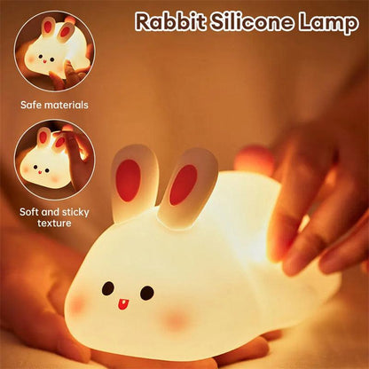 Big Face Rabbit Silicone LED Night Light â€“ Soft, Dimmable