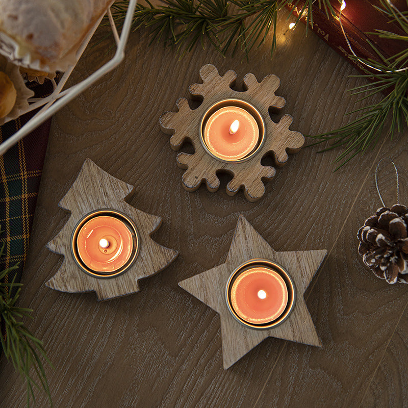 Nordic Wooden Christmas Candlestick Ornaments