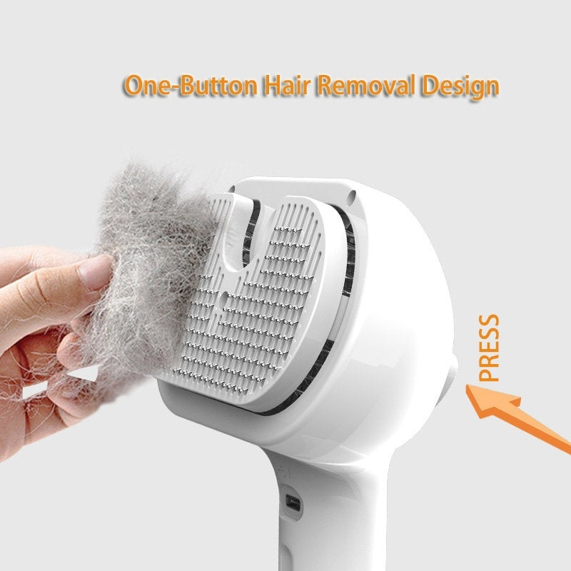 Self-Cleaning Pet Hair Brush with Misting Function