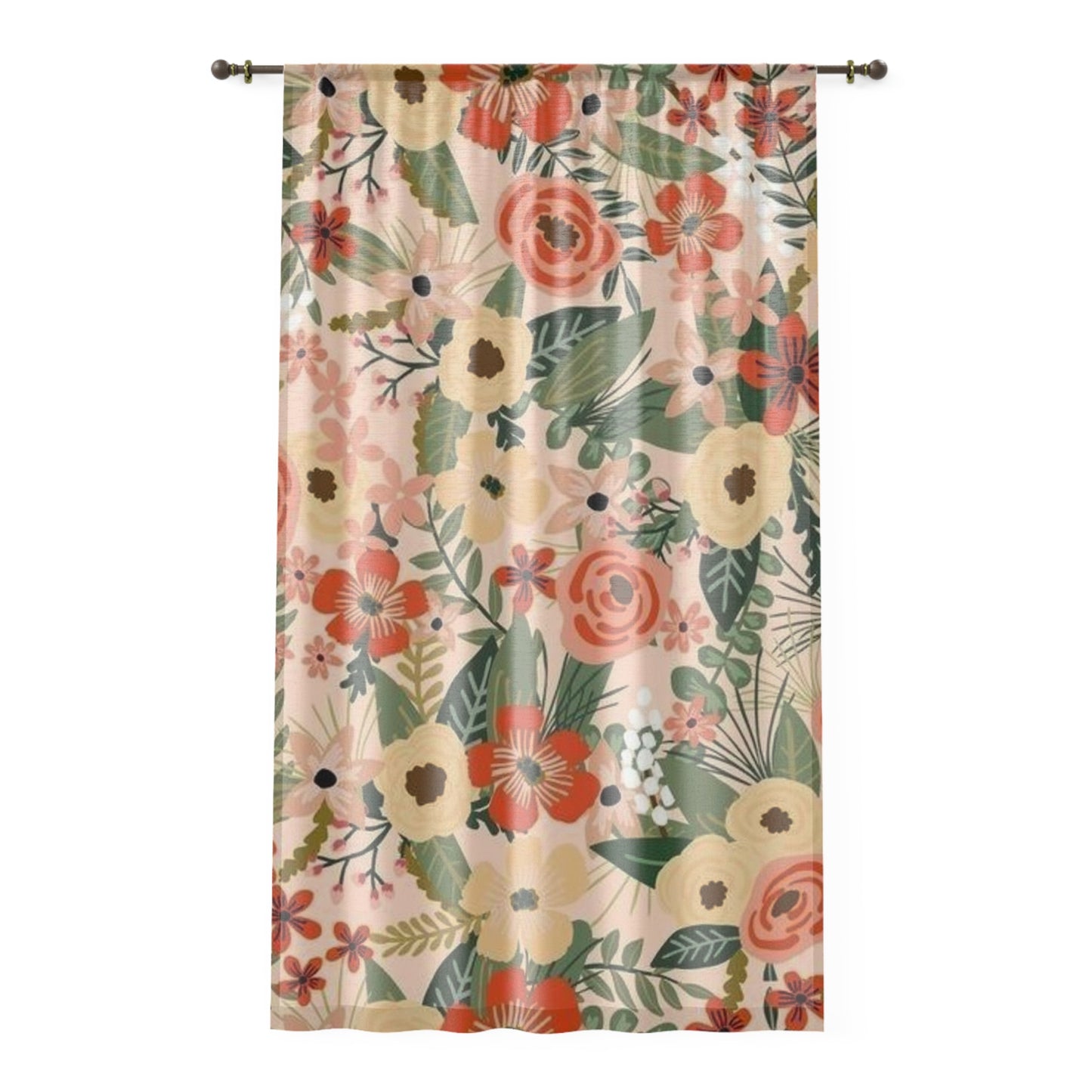 Window Curtain  with the design of paper flowers