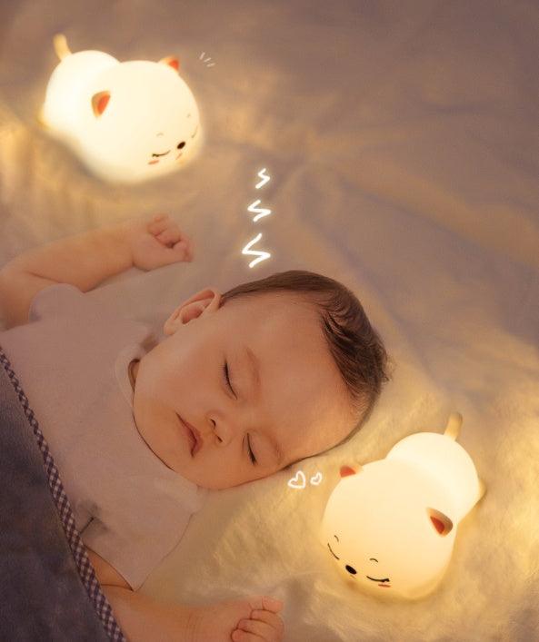 Kid's Bedside Kitten Night Light â€“ Soft Silicone Light for Kids' Rooms & More