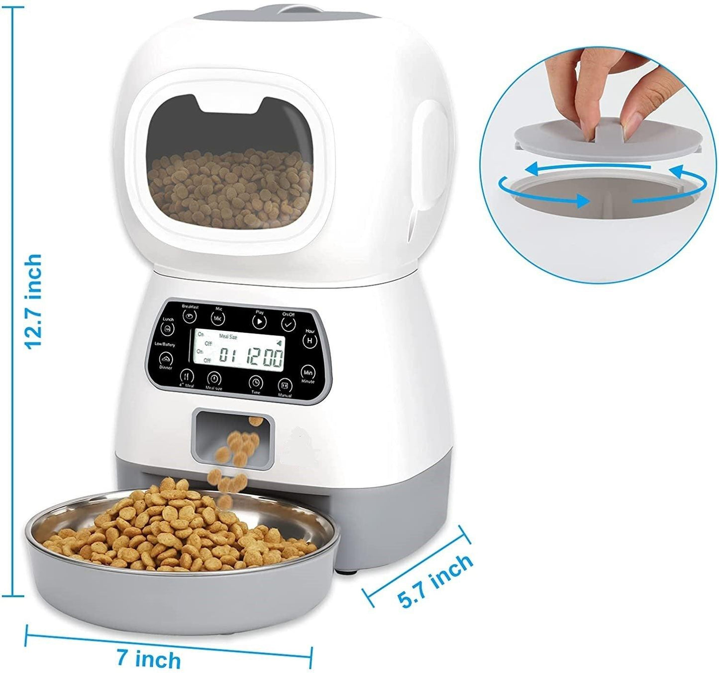 Cat and Dog Food Automatic Dispenser with Recording & Timing Feeding - OptiChoice