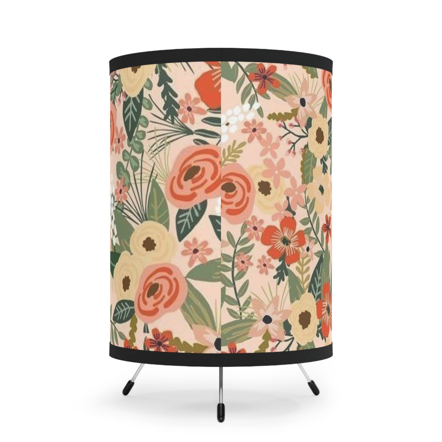 Tripod Lamp with High-Res Printed Shade, US\CA plug   with the design of paper flowers