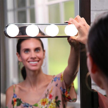 Four Bulb Mirror Headlight LED Lamp with Suction Cups â€“ Portable Makeup Light, Indoor Fill Light, and Vanity Lighting - OptiChoice