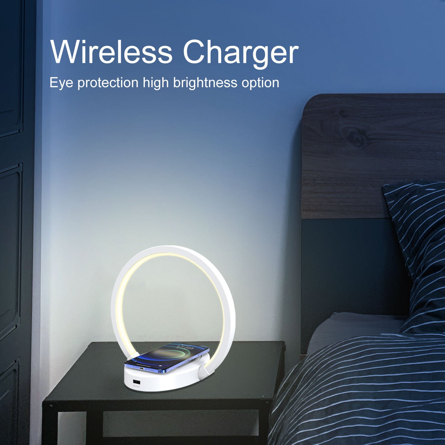 Night Lights Lamp with Bluetooth Speaker, Wireless Charger, and USB Port â€“ Dynamic Color Table Light